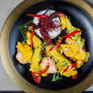 Poulpe - crevettes - curry